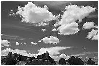 Pueblo Del Arroyo and clouds. Chaco Culture National Historic Park, New Mexico, USA (black and white)