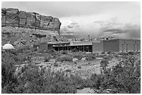 Visitor center. Chaco Culture National Historic Park, New Mexico, USA (black and white)