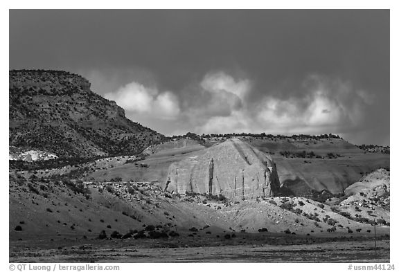 Red cliffs and dark sky. New Mexico, USA