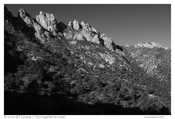 East side of Organ Needles. Organ Mountains Desert Peaks National Monument, New Mexico, USA (black and white)