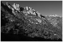 East side of Organ Needles. Organ Mountains Desert Peaks National Monument, New Mexico, USA ( black and white)