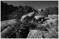 Sotol, Needles, and Organ Needles peaks. Organ Mountains Desert Peaks National Monument, New Mexico, USA ( black and white)