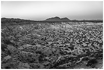 Kilbourne Hole and Cox Peaks at dawn. Organ Mountains Desert Peaks National Monument, New Mexico, USA ( black and white)