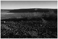 Lava rocks and crater, Kilbourne Hole. Organ Mountains Desert Peaks National Monument, New Mexico, USA ( black and white)