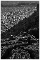 Basalt rocks and Kilbourne Hole. Organ Mountains Desert Peaks National Monument, New Mexico, USA ( black and white)