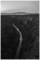 Rio Grande Gorge at sunrise. Rio Grande Del Norte National Monument, New Mexico, USA ( black and white)