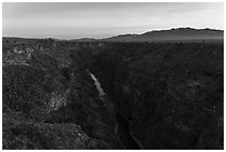 Rio Grande Gorge from Rio Grande Gorge Bridge. Rio Grande Del Norte National Monument, New Mexico, USA ( black and white)