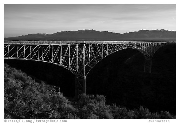 Rio Grande Gorge Bridge. Rio Grande Del Norte National Monument, New Mexico, USA (black and white)