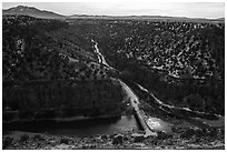 John Dunn Bridge over the Rio Grande. Rio Grande Del Norte National Monument, New Mexico, USA ( black and white)
