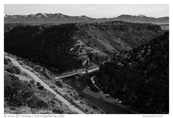 John Dunn Bridge. Rio Grande Del Norte National Monument, New Mexico, USA (black and white)