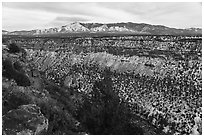 Red River Gorge and Sangre De Cristo Mountains in winter. Rio Grande Del Norte National Monument, New Mexico, USA ( black and white)