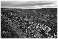 Rio Grande Gorge from Chawalauna Overlook in winter. Rio Grande Del Norte National Monument, New Mexico, USA ( black and white)