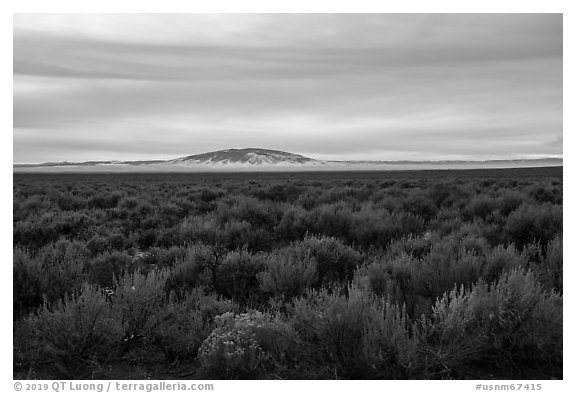 Taos Plateau and San Antonio Mountain. Rio Grande Del Norte National Monument, New Mexico, USA (black and white)