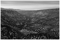 Rio Grande Gorge from Chawalauna Overlook, winter sunrise. Rio Grande Del Norte National Monument, New Mexico, USA ( black and white)