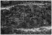 Volcanic rocks and cliffs near La Vista Verde. Rio Grande Del Norte National Monument, New Mexico, USA ( black and white)