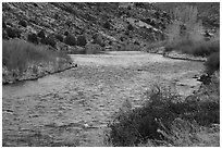 Rio Grande River in winter. Rio Grande Del Norte National Monument, New Mexico, USA ( black and white)