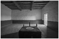 Room in restored Great Kiva. Aztek Ruins National Monument, New Mexico, USA ( black and white)