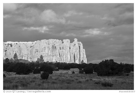 Sandstone promontory at sunrise. El Morro National Monument, New Mexico, USA