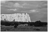 Sandstone promontory at sunrise. El Morro National Monument, New Mexico, USA ( black and white)