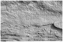 Last inscription from Spanish colonial times in 1774. El Morro National Monument, New Mexico, USA ( black and white)