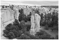 Monolith in box canyon. El Morro National Monument, New Mexico, USA ( black and white)