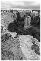 Box canyon from rim. El Morro National Monument, New Mexico, USA ( black and white)
