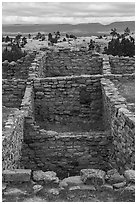Masonery walls, Atsinna Pueblo. El Morro National Monument, New Mexico, USA ( black and white)