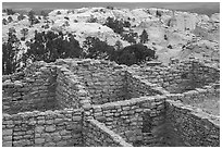 Atsinna Pueblo on top of bluff. El Morro National Monument, New Mexico, USA ( black and white)