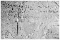 Oldest inscription by Juan de Onate in 1605. El Morro National Monument, New Mexico, USA ( black and white)