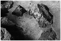 Detail of ice and rocks, Bandera Ice Cave. El Malpais National Monument, New Mexico, USA ( black and white)