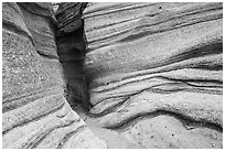 Peralta Tuff slot canyon. Kasha-Katuwe Tent Rocks National Monument, New Mexico, USA ( black and white)
