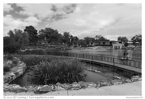 Ashley Pond, Manhattan Project National Historical Park. New Mexico, USA (black and white)