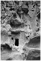 Cave cliff dwelling. Bandelier National Monument, New Mexico, USA ( black and white)