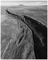 Aerial view of Rio Grande Gorge and Taos Plateau. Rio Grande Del Norte National Monument, New Mexico, USA ( black and white)