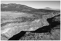 Aerial view of Rio Grande Gorge, Cerro Chiflo, Ute Mountain. Rio Grande Del Norte National Monument, New Mexico, USA ( black and white)