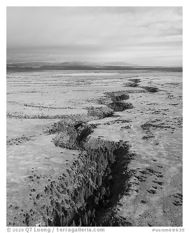 Aerial view of Rio San Antonio. Rio Grande Del Norte National Monument, New Mexico, USA (black and white)