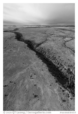 Aerial view of San Antonio Rio Widerness Study Area. Rio Grande Del Norte National Monument, New Mexico, USA (black and white)