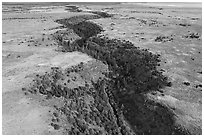 Aerial view of Gorge of Rio San Antonio. Rio Grande Del Norte National Monument, New Mexico, USA ( black and white)