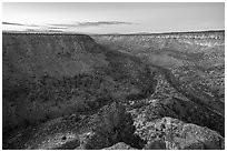 Convergence of Rio Grande and Red River from La Junta at dawn. Rio Grande Del Norte National Monument, New Mexico, USA ( black and white)