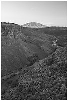 Upper Rio Grande Gorge and Ute Mountain. Rio Grande Del Norte National Monument, New Mexico, USA ( black and white)