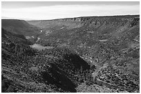 Upper Rio Grande Gorge from Chawalauna Overlook. Rio Grande Del Norte National Monument, New Mexico, USA ( black and white)