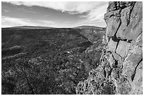 Cliff, Gorge at Big Arsenic, and Ute Mountain. Rio Grande Del Norte National Monument, New Mexico, USA ( black and white)
