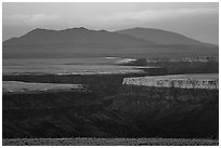 Gorge and Taos Valley before sunset. Rio Grande Del Norte National Monument, New Mexico, USA ( black and white)
