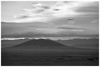 Ute Mountain, Taos Plateau, and Sangre de Cristo Mountains. Rio Grande Del Norte National Monument, New Mexico, USA ( black and white)