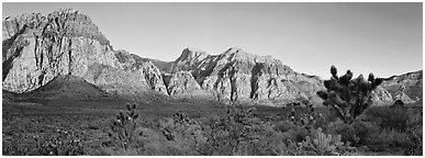 Desert cliffs. Red Rock Canyon, Nevada, USA (Panoramic black and white)