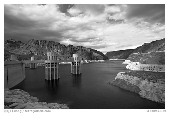 Reservoir and intake towers. Hoover Dam, Nevada and Arizona