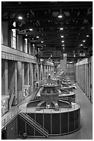 Generators in the power plant. Hoover Dam, Nevada and Arizona (black and white)