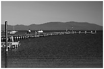 Long pier, South Lake Tahoe, Nevada. USA (black and white)