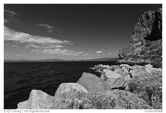 Cave Rock, East shore, Lake Tahoe, Nevada. USA (black and white)