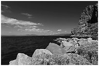 Cave Rock, East shore, Lake Tahoe, Nevada. USA (black and white)